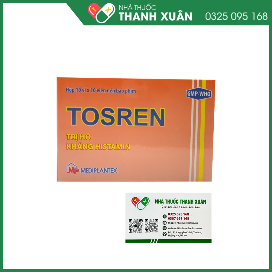 Tosren trị ho do dị ứng hoặc kích thích